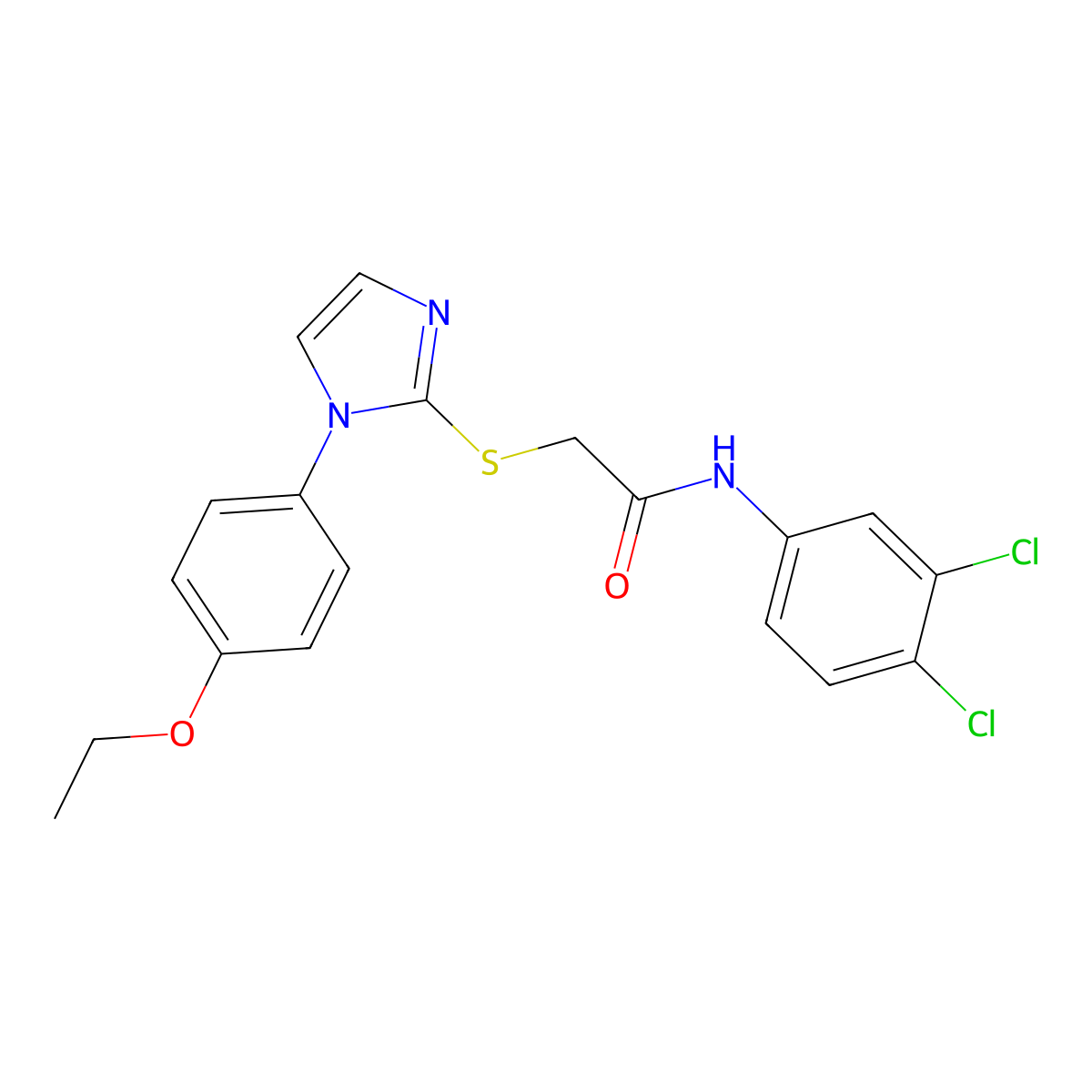 N-(3,4-dichlorophenyl)-2-[1-(4-ethoxyphenyl)imidazol-2-yl]sulfanylacetamide molecular structure, CAS 688336-63-2
