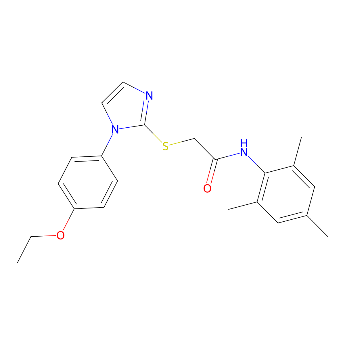 2-((1-(4-ethoxyphenyl)-1H-imidazol-2-yl)thio)-N-mesitylacetamide molecular structure, CAS 688336-64-3
