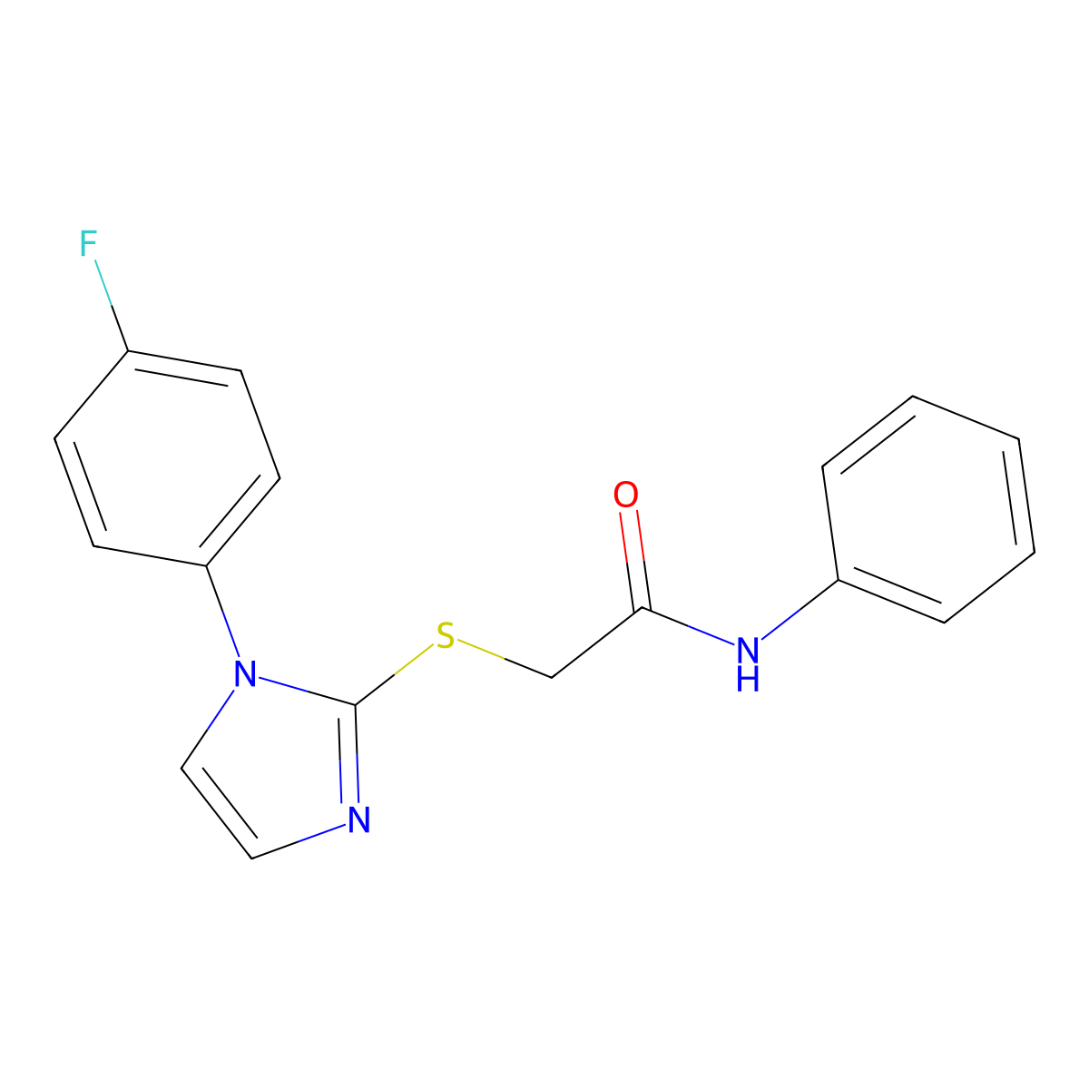 2-[1-(4-fluorophenyl)imidazol-2-yl]sulfanyl-N-phenylacetamide molecular structure, CAS 688336-68-7