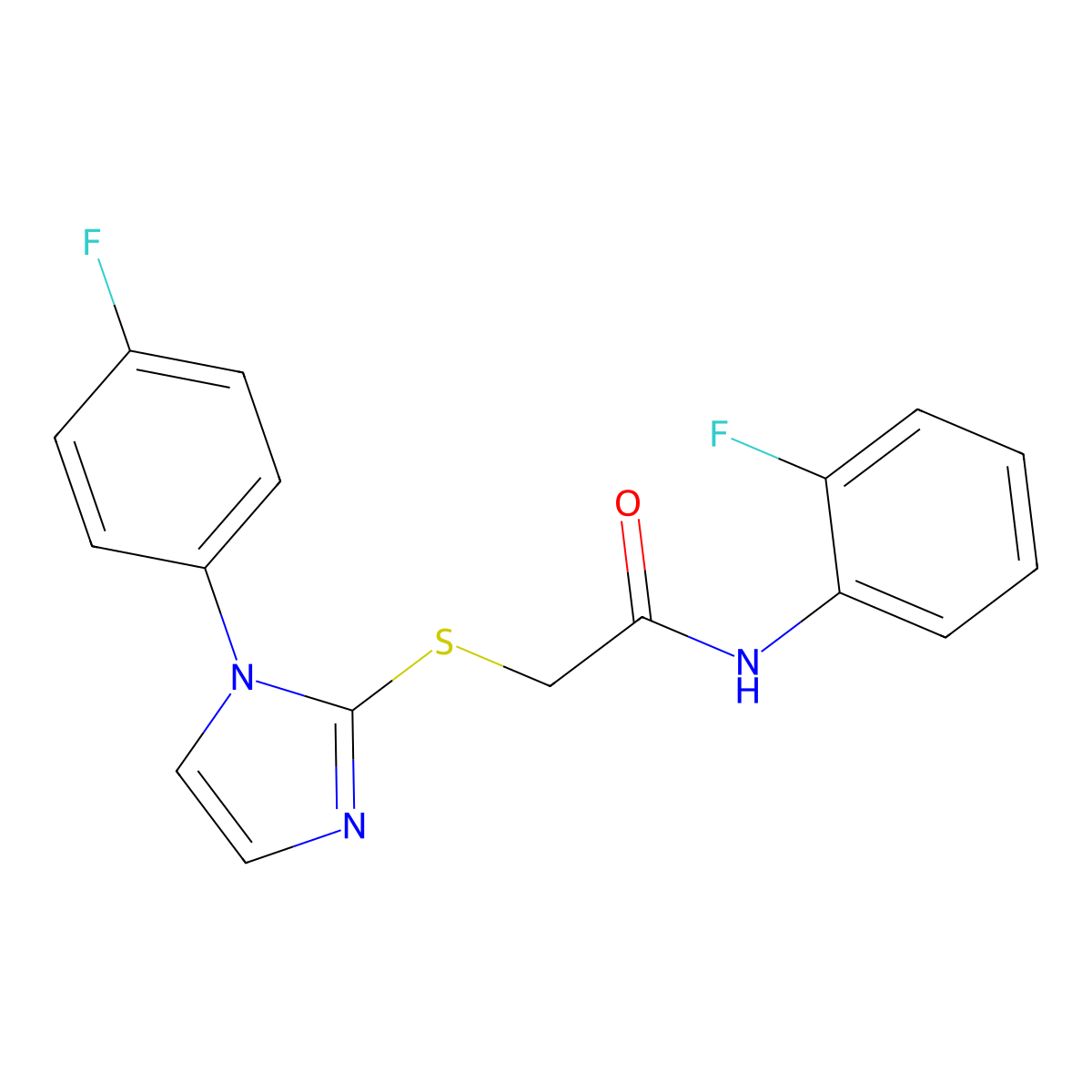 N-(2-fluorophenyl)-2-[1-(4-fluorophenyl)imidazol-2-yl]sulfanylacetamide molecular structure, CAS 688336-73-4