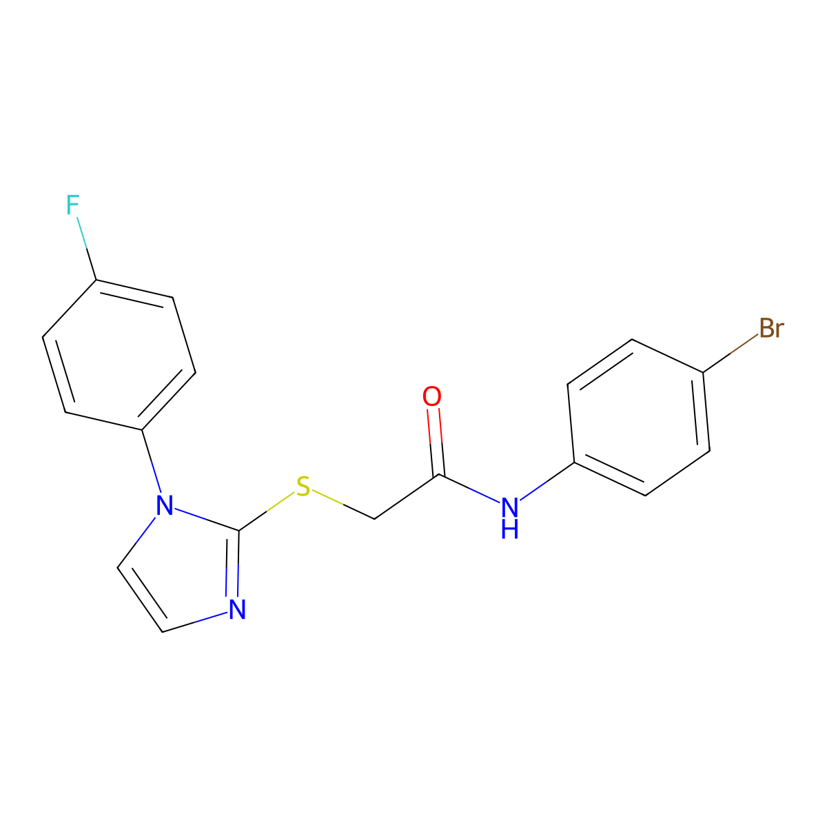 N-(4-bromophenyl)-2-((1-(4-fluorophenyl)-1H-imidazol-2-yl)thio)acetamide molecular structure, CAS 688336-74-5