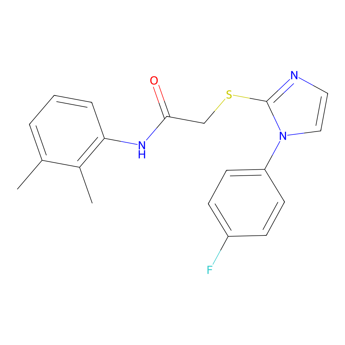 N-(2,3-dimethylphenyl)-2-[1-(4-fluorophenyl)imidazol-2-yl]sulfanylacetamide molecular structure, CAS 688336-77-8