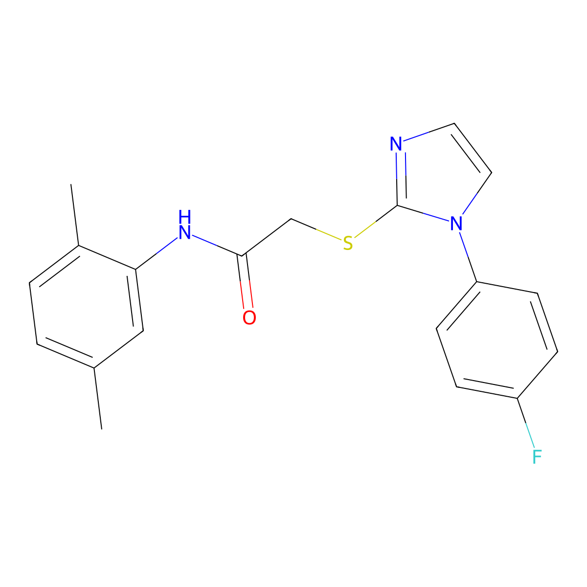 N-(2,5-dimethylphenyl)-2-((1-(4-fluorophenyl)-1H-imidazol-2-yl)thio)acetamide molecular structure, CAS 688336-78-9
