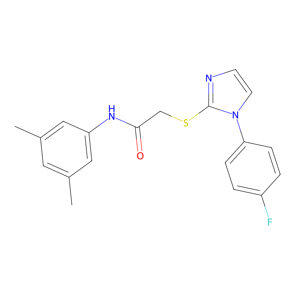 N-(3,5-dimethylphenyl)-2-[1-(4-fluorophenyl)imidazol-2-yl]sulfanylacetamide molecular structure, CAS 688336-80-3