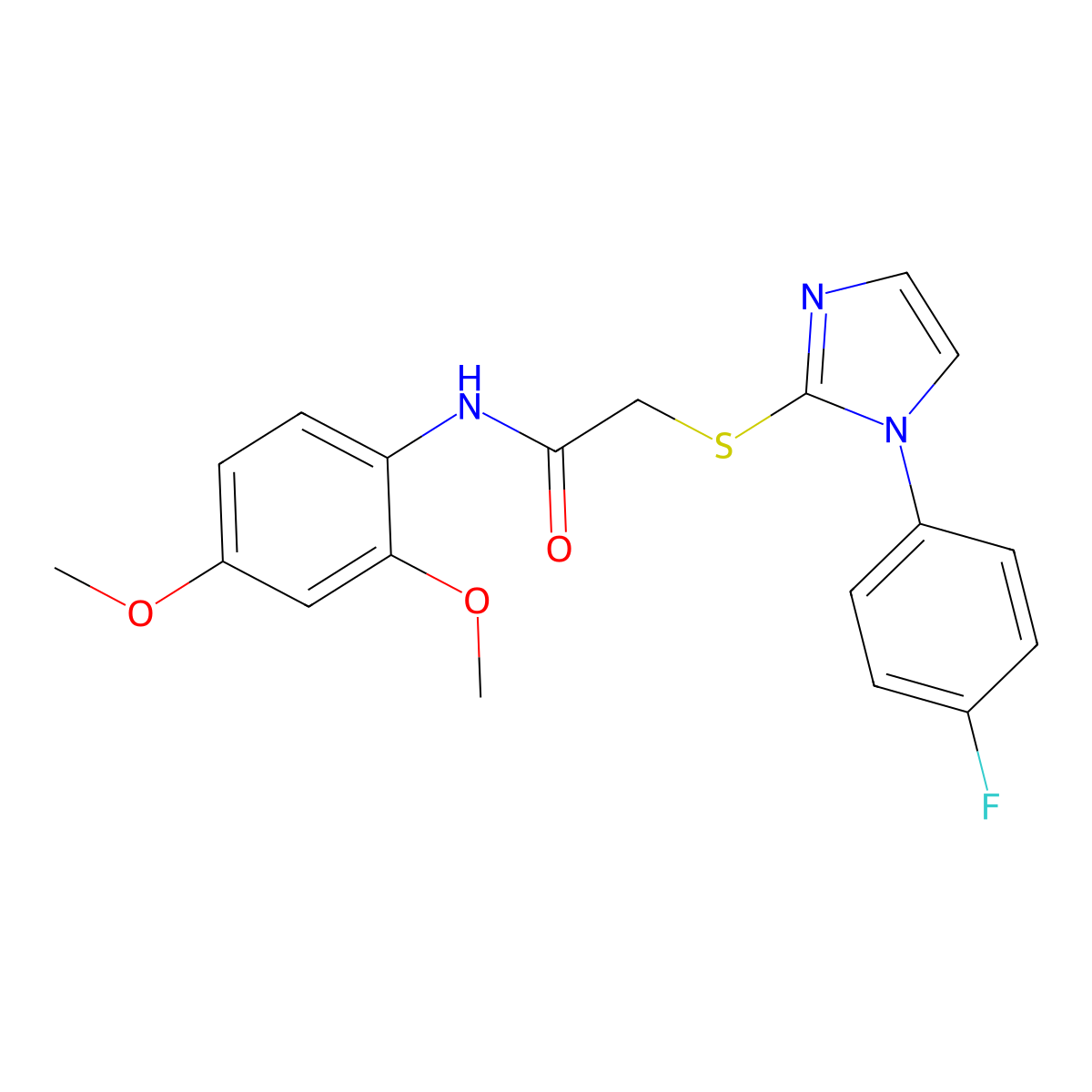 N-(2,4-dimethoxyphenyl)-2-[1-(4-fluorophenyl)imidazol-2-yl]sulfanylacetamide molecular structure, CAS 688336-81-4