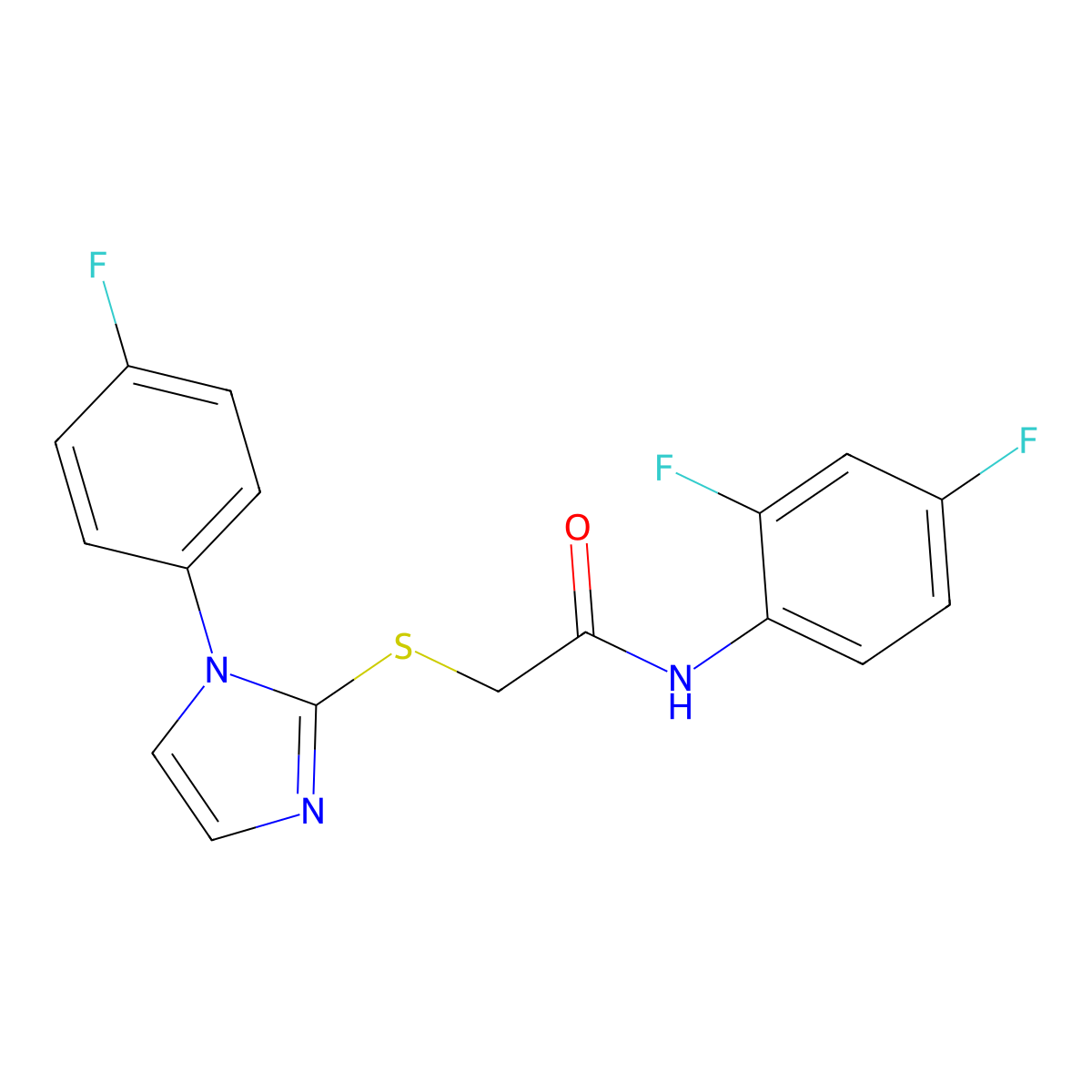 N-(2,4-difluorophenyl)-2-((1-(4-fluorophenyl)-1H-imidazol-2-yl)thio)acetamide molecular structure, CAS 688336-84-7
