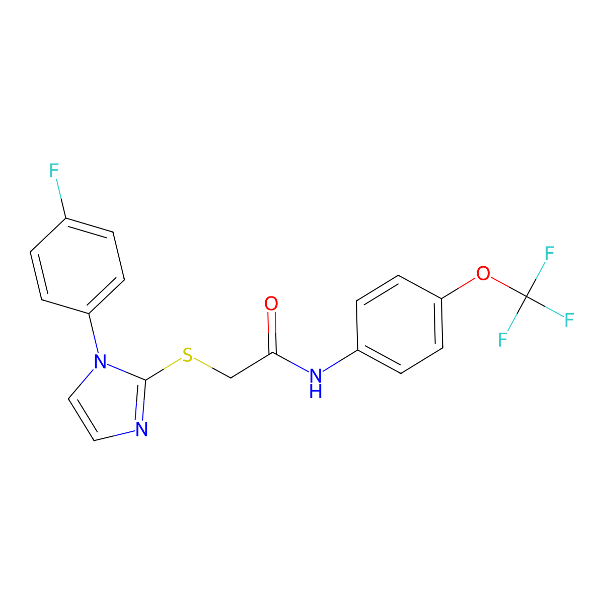 2-((1-(4-fluorophenyl)-1H-imidazol-2-yl)thio)-N-(4-(trifluoromethoxy)phenyl)acetamide molecular structure, CAS 688336-85-8