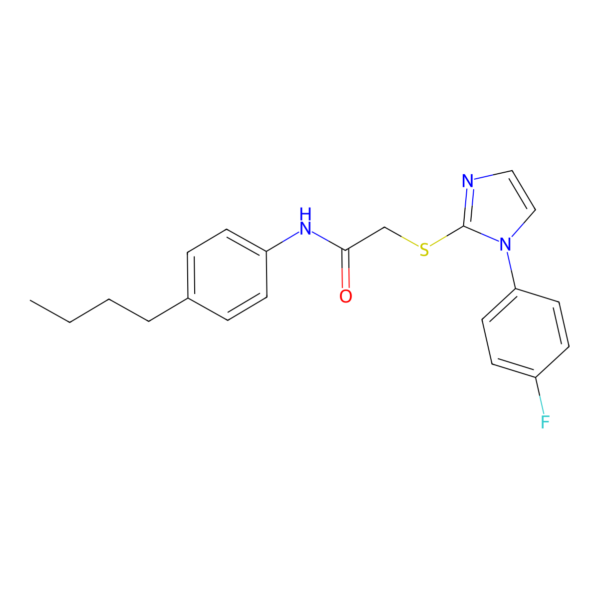 N-(4-butylphenyl)-2-((1-(4-fluorophenyl)-1H-imidazol-2-yl)thio)acetamide molecular structure, CAS 688336-90-5