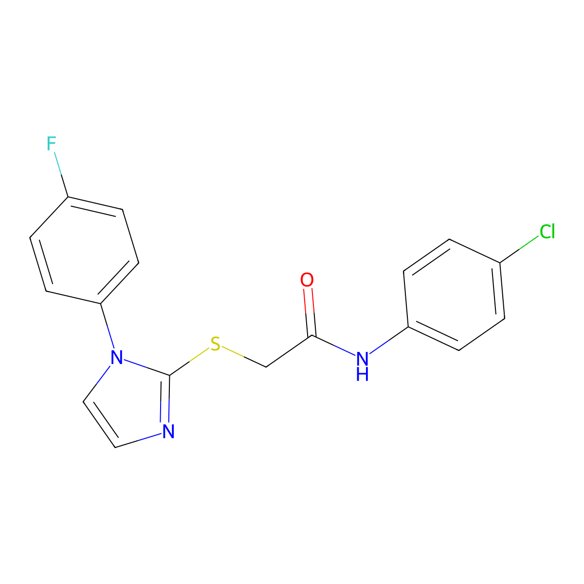 N-(4-chlorophenyl)-2-[1-(4-fluorophenyl)imidazol-2-yl]sulfanylacetamide molecular structure, CAS 688336-91-6