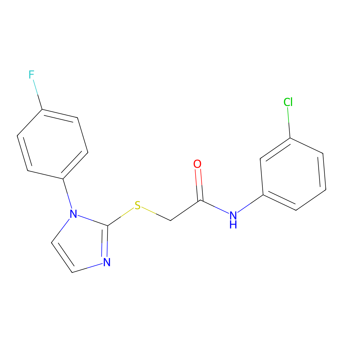 N-(3-chlorophenyl)-2-((1-(4-fluorophenyl)-1H-imidazol-2-yl)thio)acetamide molecular structure, CAS 688336-92-7