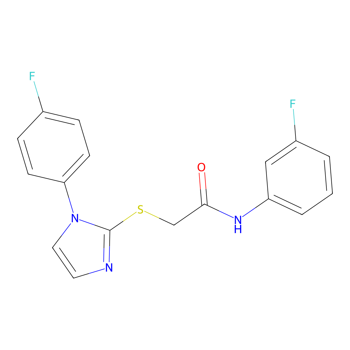 N-(3-fluorophenyl)-2-((1-(4-fluorophenyl)-1H-imidazol-2-yl)thio)acetamide molecular structure, CAS 688336-93-8