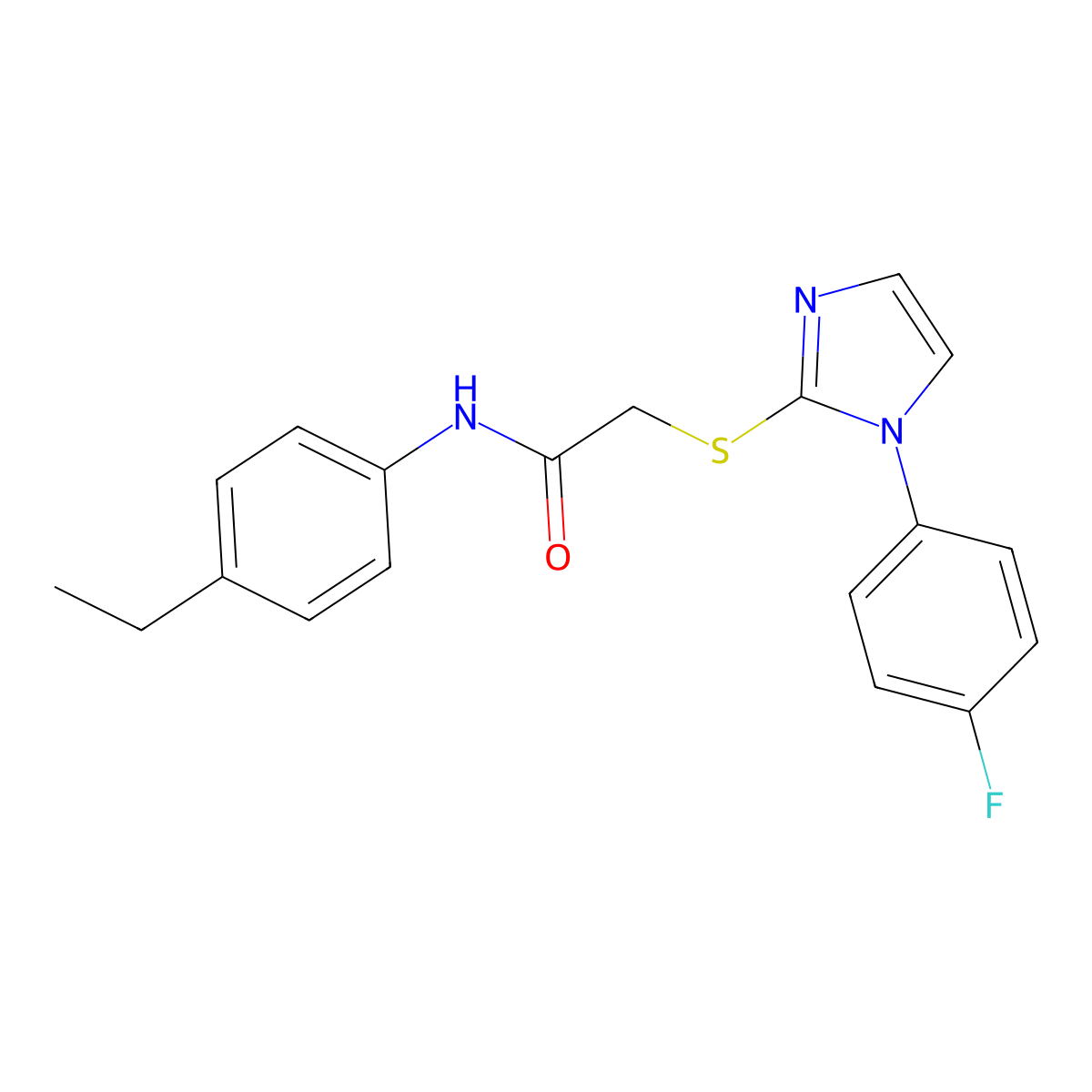 N-(4-ethylphenyl)-2-[1-(4-fluorophenyl)imidazol-2-yl]sulfanylacetamide molecular structure, CAS 688336-94-9