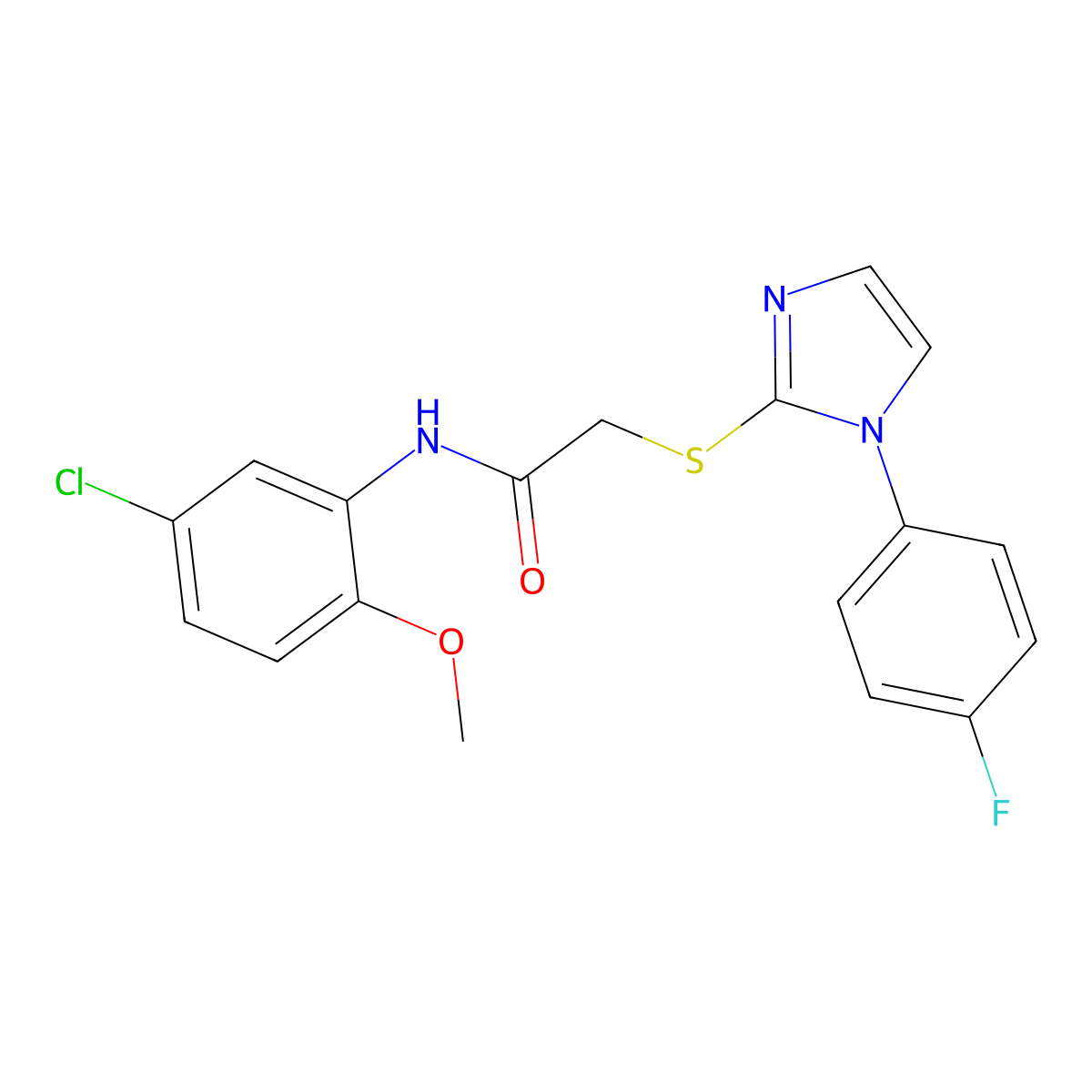 N-(5-chloro-2-methoxyphenyl)-2-[1-(4-fluorophenyl)imidazol-2-yl]sulfanylacetamide molecular structure, CAS 688336-95-0