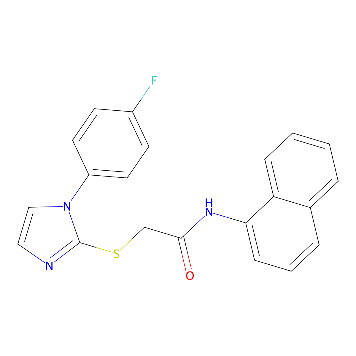 2-((1-(4-fluorophenyl)-1H-imidazol-2-yl)thio)-N-(naphthalen-1-yl)acetamide molecular structure, CAS 688336-96-1