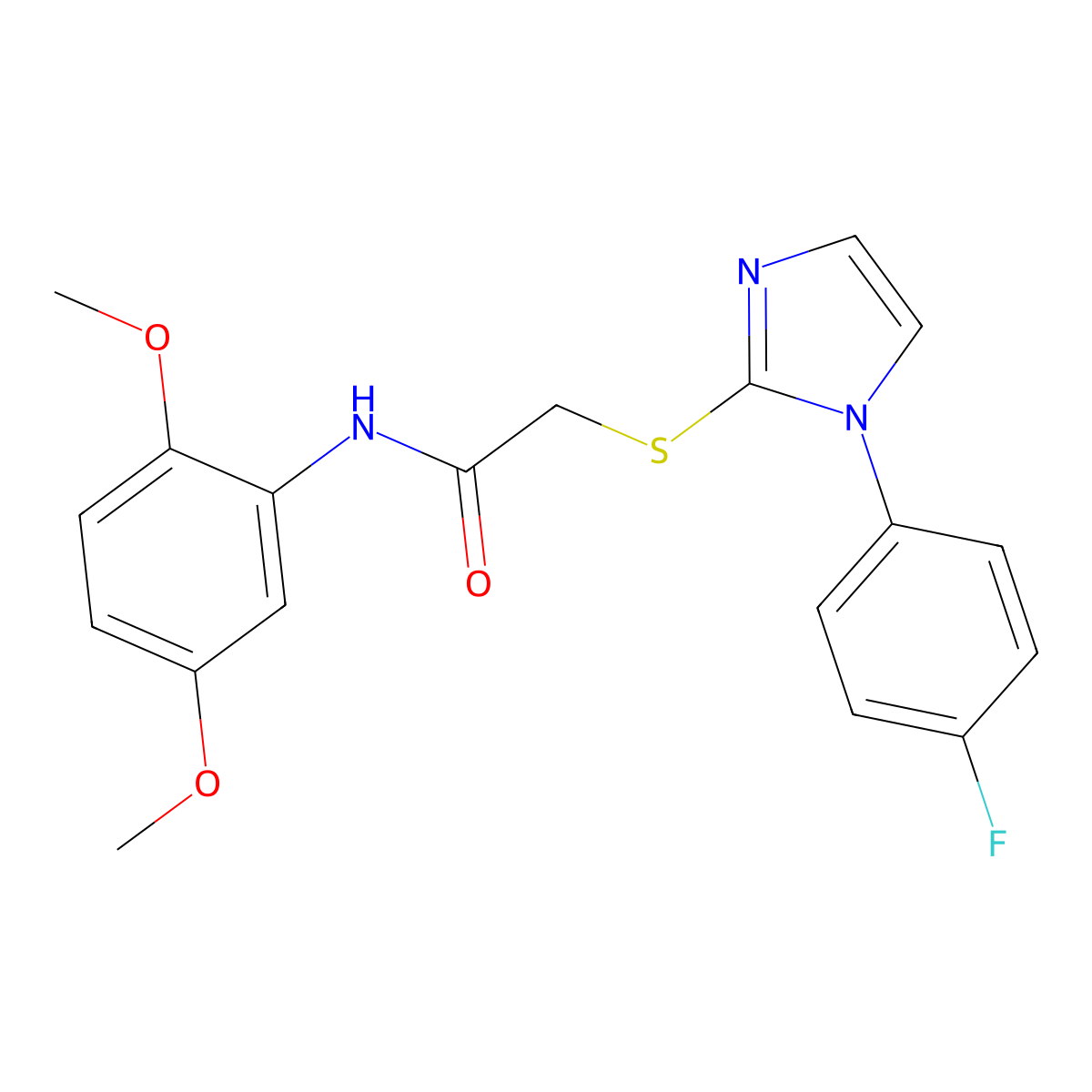 N-(2,5-dimethoxyphenyl)-2-[1-(4-fluorophenyl)imidazol-2-yl]sulfanylacetamide molecular structure, CAS 688337-00-0