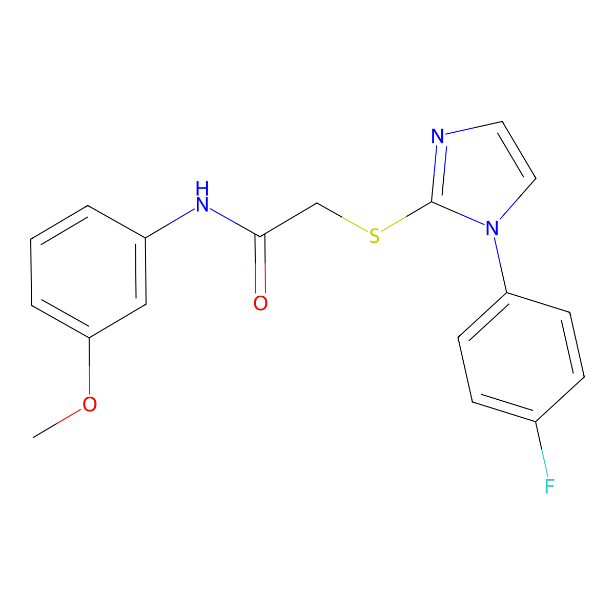 2-[1-(4-fluorophenyl)imidazol-2-yl]sulfanyl-N-(3-methoxyphenyl)acetamide molecular structure, CAS 688337-01-1