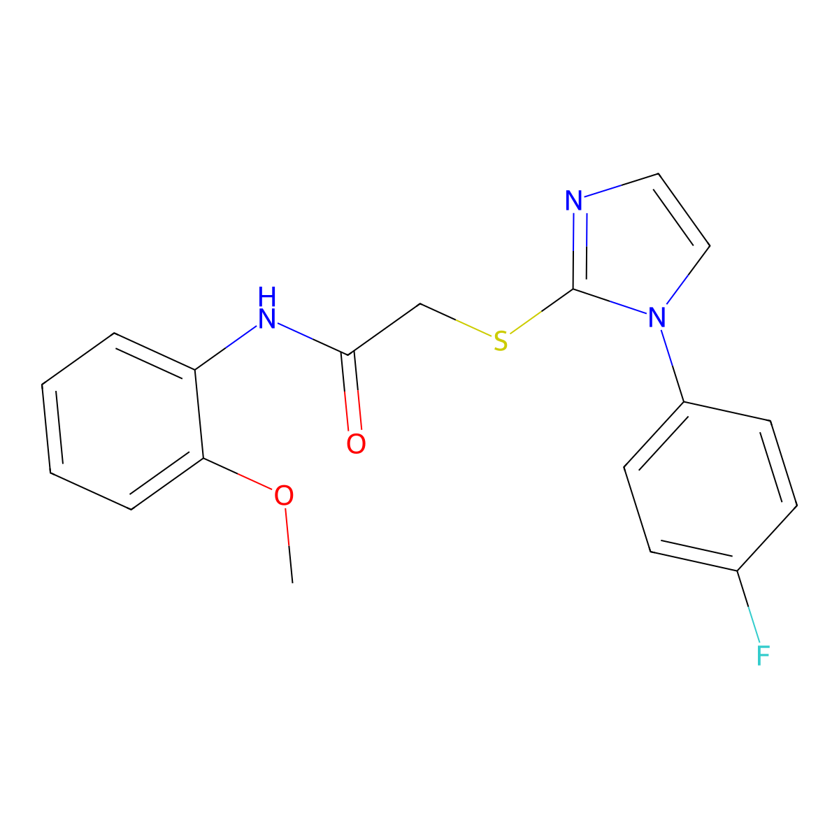 2-[1-(4-fluorophenyl)imidazol-2-yl]sulfanyl-N-(2-methoxyphenyl)acetamide molecular structure, CAS 688337-02-2