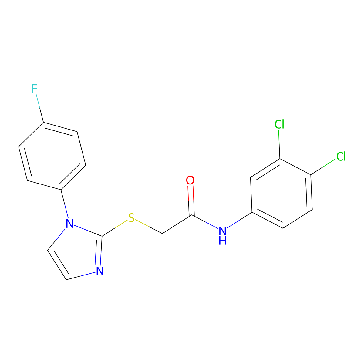 N-(3,4-dichlorophenyl)-2-[1-(4-fluorophenyl)imidazol-2-yl]sulfanylacetamide molecular structure, CAS 688337-04-4
