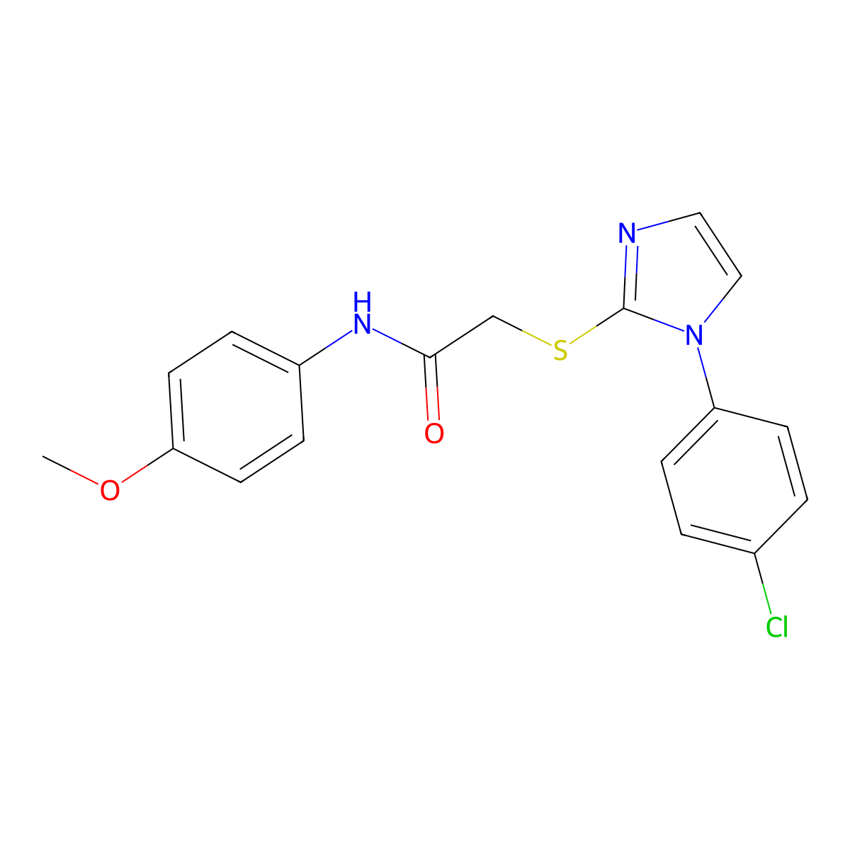 2-((1-(4-chlorophenyl)-1H-imidazol-2-yl)thio)-N-(4-methoxyphenyl)acetamide molecular structure, CAS 688337-09-9