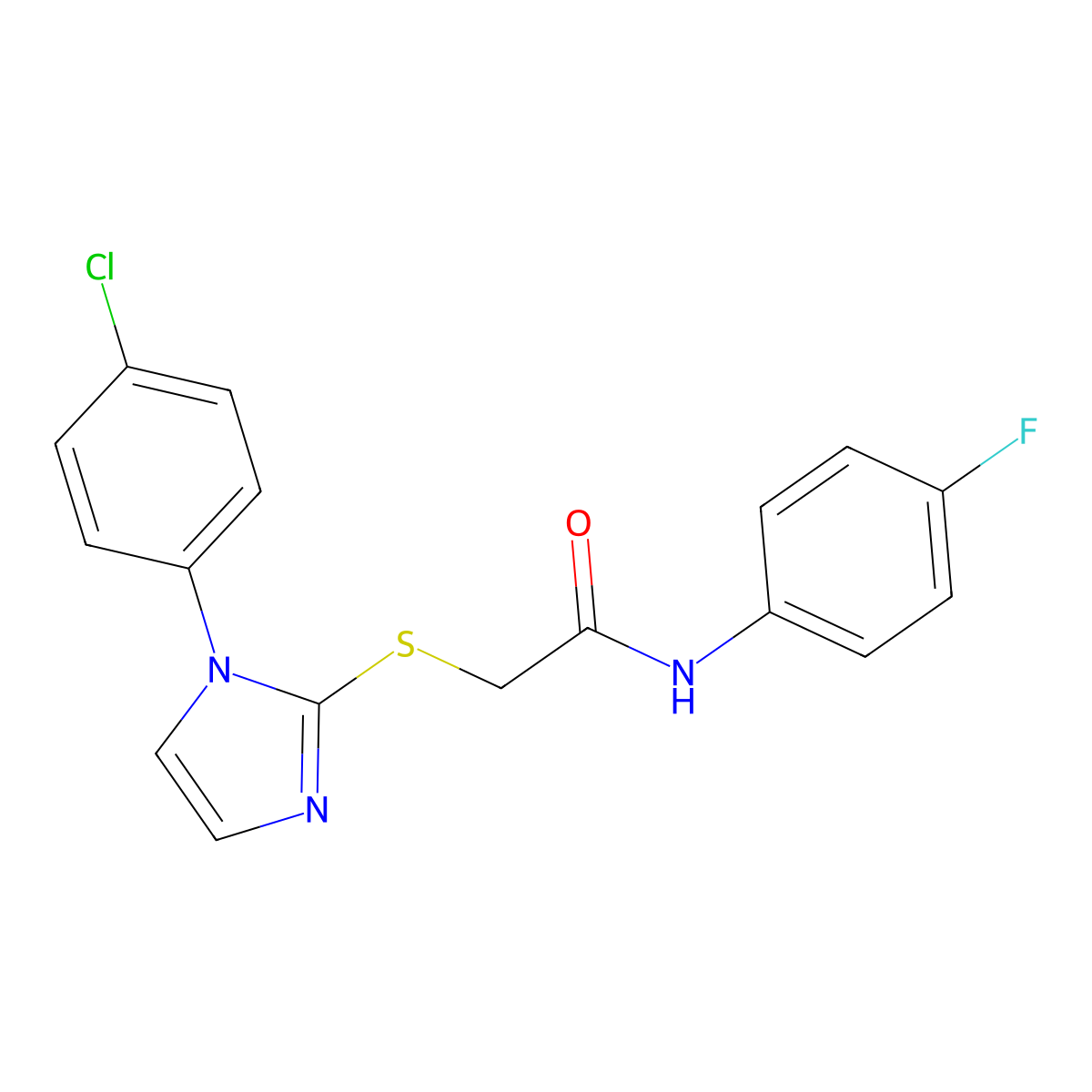 2-[1-(4-chlorophenyl)imidazol-2-yl]sulfanyl-N-(4-fluorophenyl)acetamide molecular structure, CAS 688337-10-2