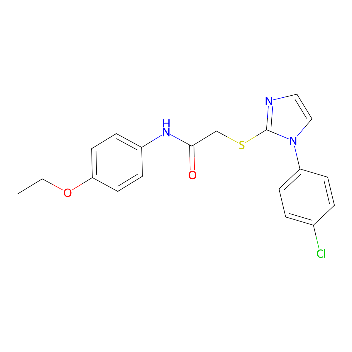 2-((1-(4-chlorophenyl)-1H-imidazol-2-yl)thio)-N-(4-ethoxyphenyl)acetamide molecular structure, CAS 688337-15-7