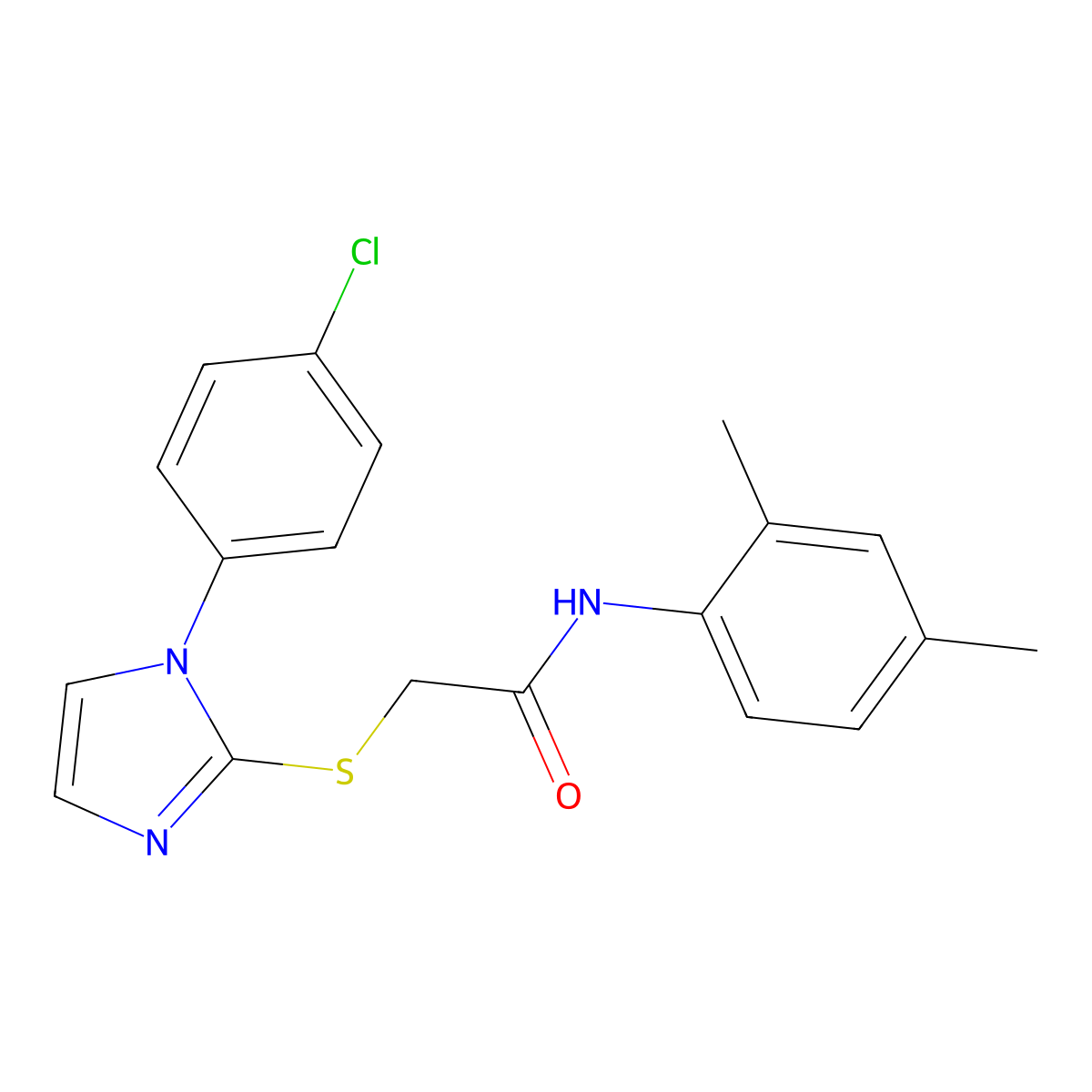 2-[1-(4-chlorophenyl)imidazol-2-yl]sulfanyl-N-(2,4-dimethylphenyl)acetamide molecular structure, CAS 688337-18-0