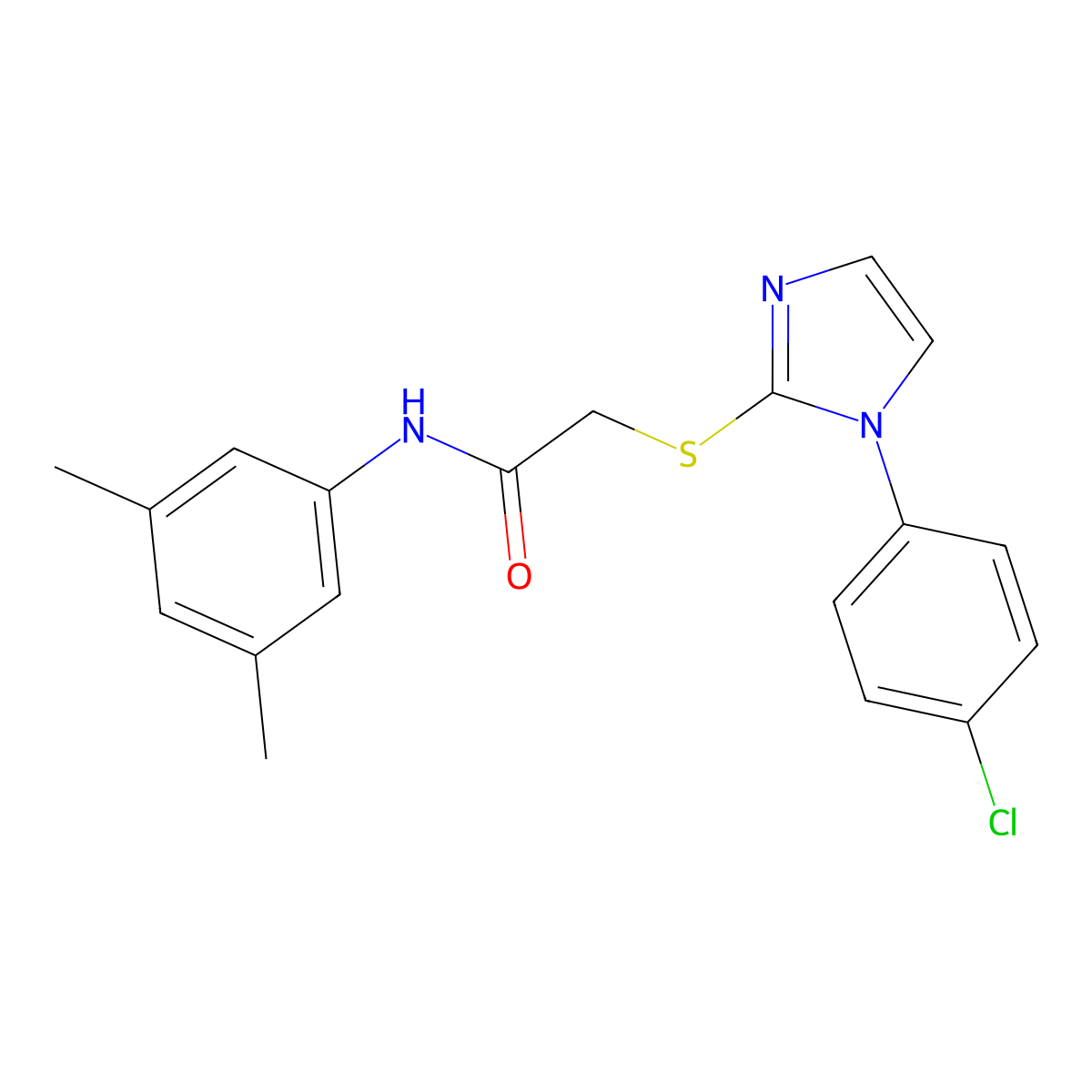 2-((1-(4-chlorophenyl)-1H-imidazol-2-yl)thio)-N-(3,5-dimethylphenyl)acetamide molecular structure, CAS 688337-19-1