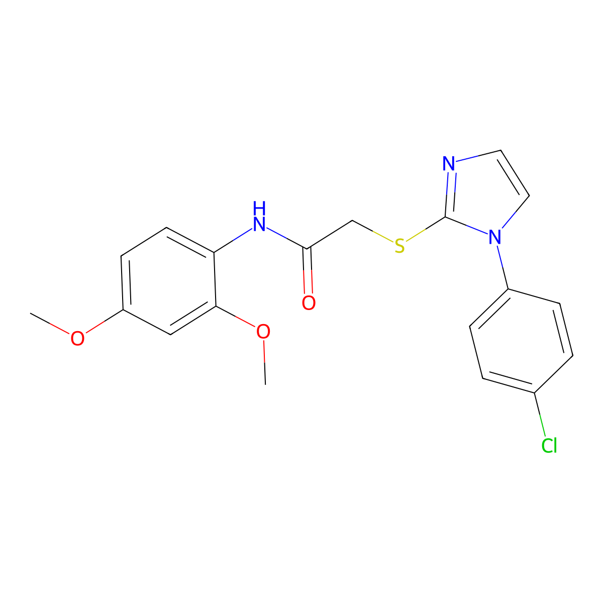 2-((1-(4-chlorophenyl)-1H-imidazol-2-yl)thio)-N-(2,4-dimethoxyphenyl)acetamide molecular structure, CAS 688337-20-4
