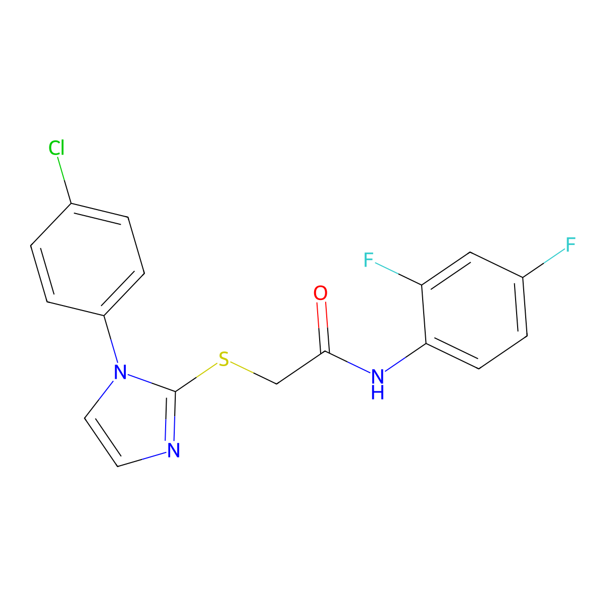 2-[1-(4-chlorophenyl)imidazol-2-yl]sulfanyl-N-(2,4-difluorophenyl)acetamide molecular structure, CAS 688337-24-8