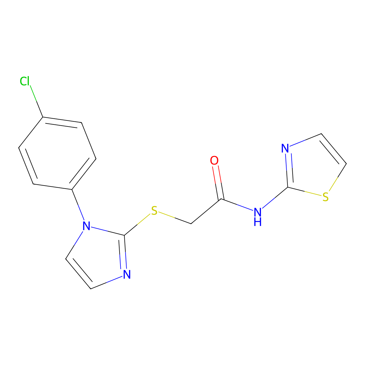 2-((1-(4-chlorophenyl)-1H-imidazol-2-yl)thio)-N-(thiazol-2-yl)acetamide molecular structure, CAS 688337-31-7