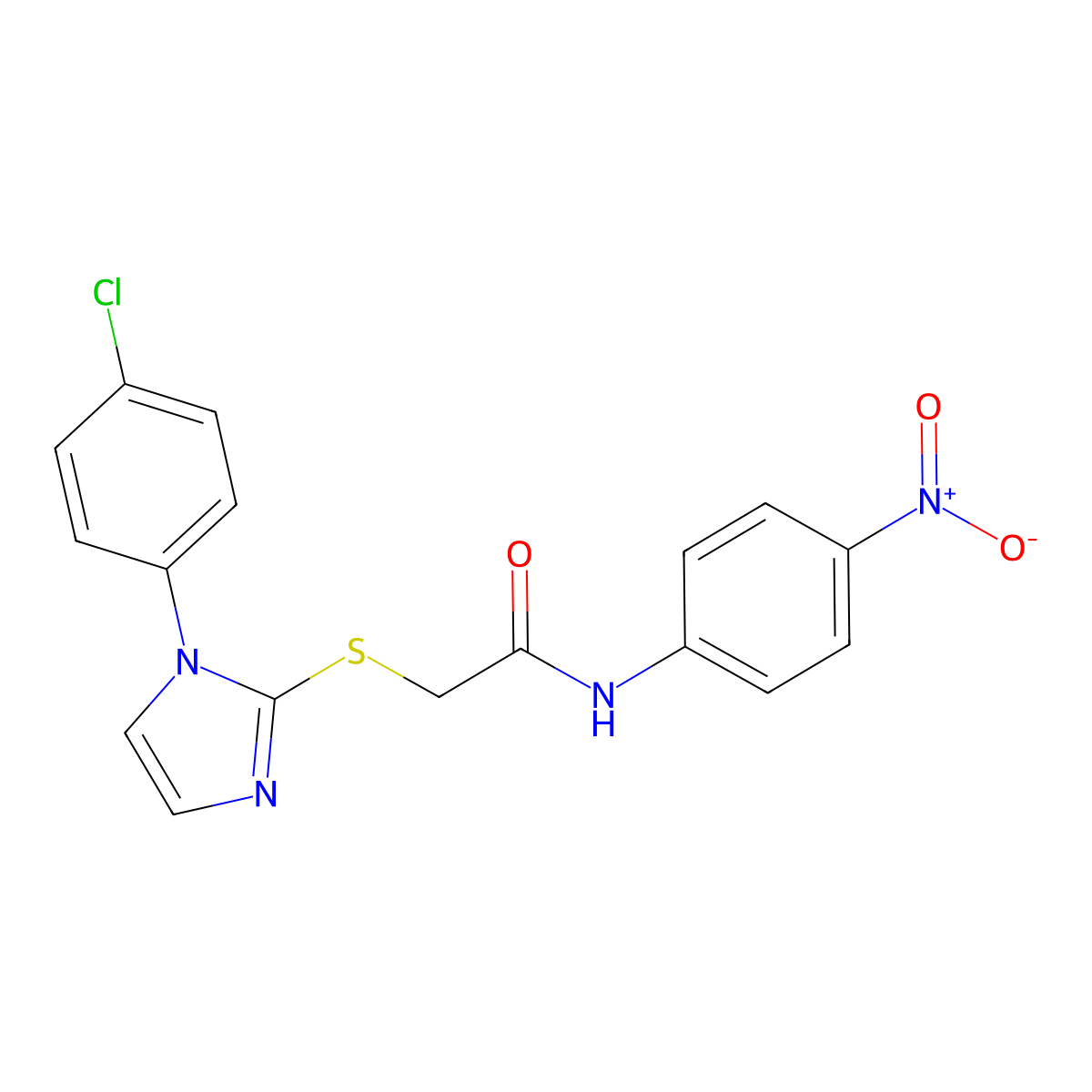 2-((1-(4-chlorophenyl)-1H-imidazol-2-yl)thio)-N-(4-nitrophenyl)acetamide molecular structure, CAS 688337-33-9