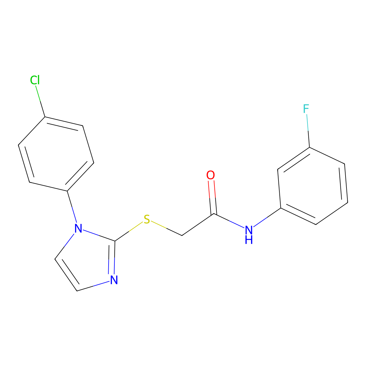 2-[1-(4-chlorophenyl)imidazol-2-yl]sulfanyl-N-(3-fluorophenyl)acetamide molecular structure, CAS 688337-39-5