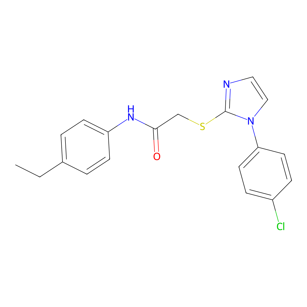 2-[1-(4-chlorophenyl)imidazol-2-yl]sulfanyl-N-(4-ethylphenyl)acetamide molecular structure, CAS 688337-40-8
