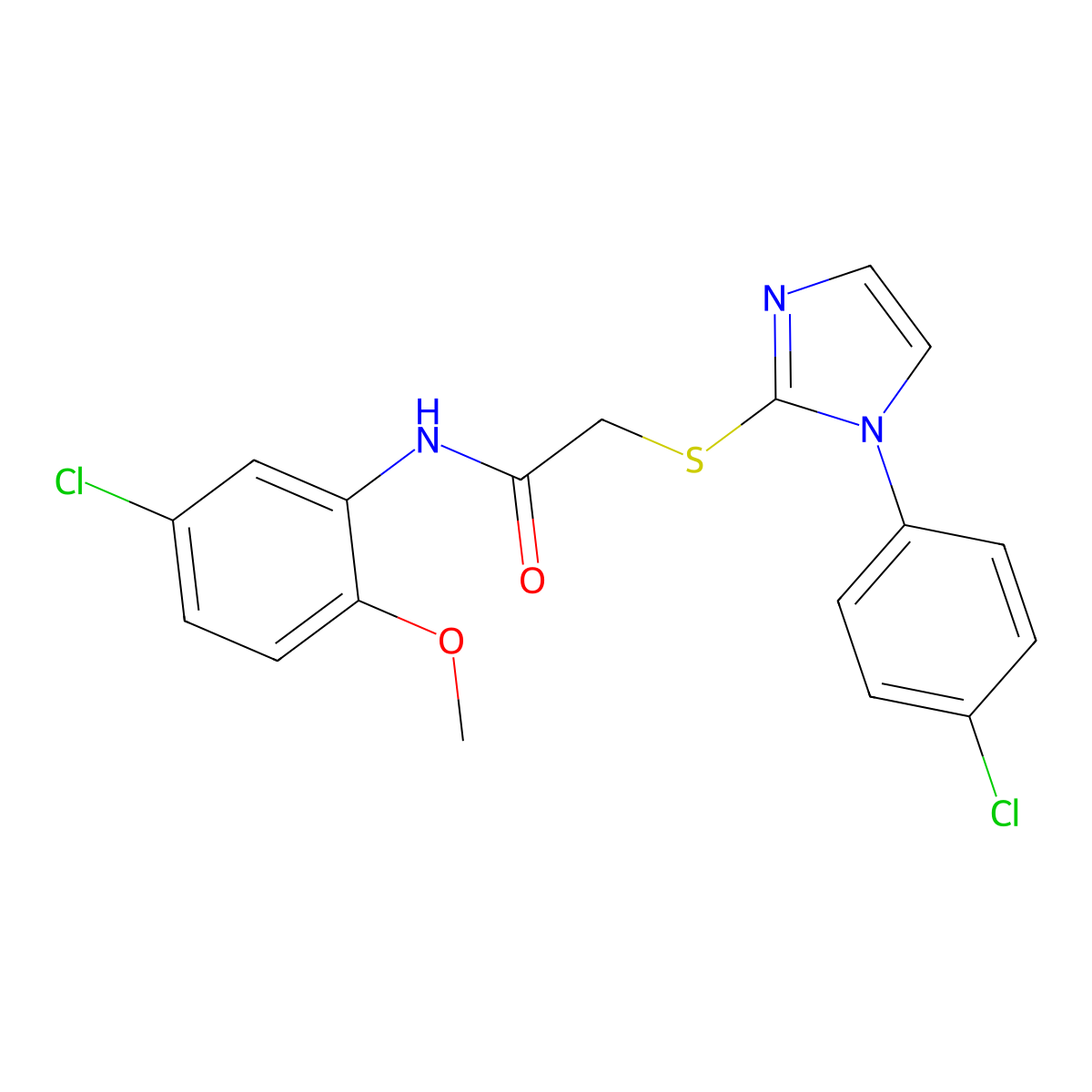 N-(5-chloro-2-methoxyphenyl)-2-[1-(4-chlorophenyl)imidazol-2-yl]sulfanylacetamide molecular structure, CAS 688337-41-9