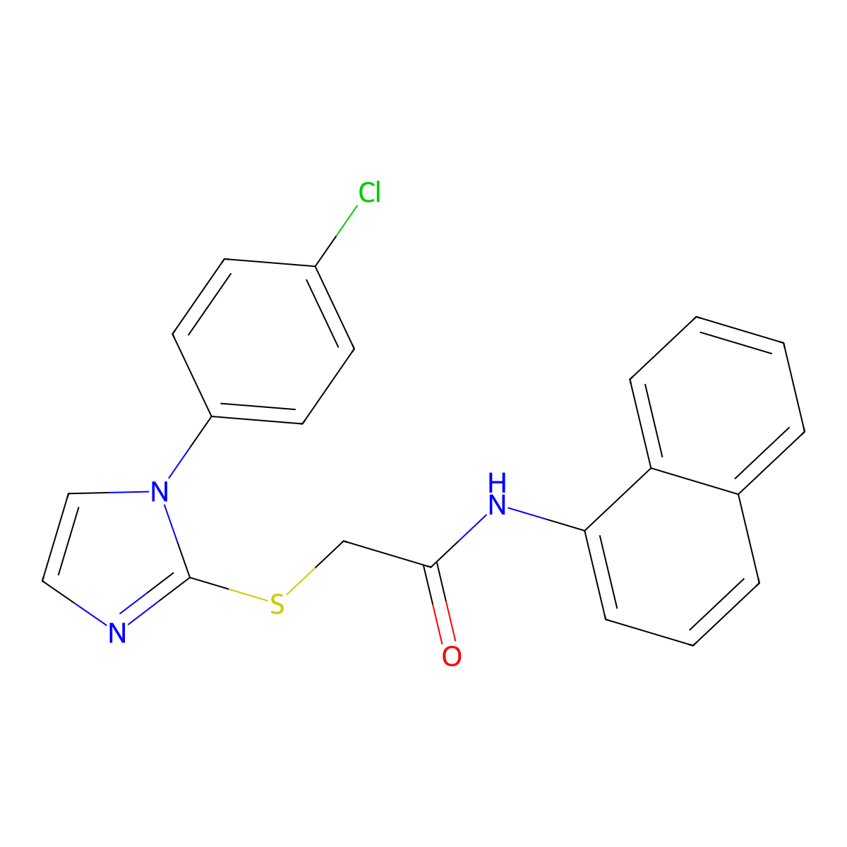 2-((1-(4-chlorophenyl)-1H-imidazol-2-yl)thio)-N-(naphthalen-1-yl)acetamide molecular structure, CAS 688337-42-0