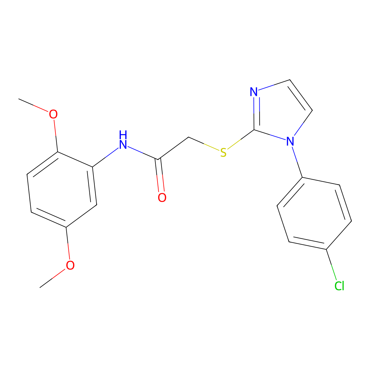 2-((1-(4-chlorophenyl)-1H-imidazol-2-yl)thio)-N-(2,5-dimethoxyphenyl)acetamide molecular structure, CAS 688337-47-5
