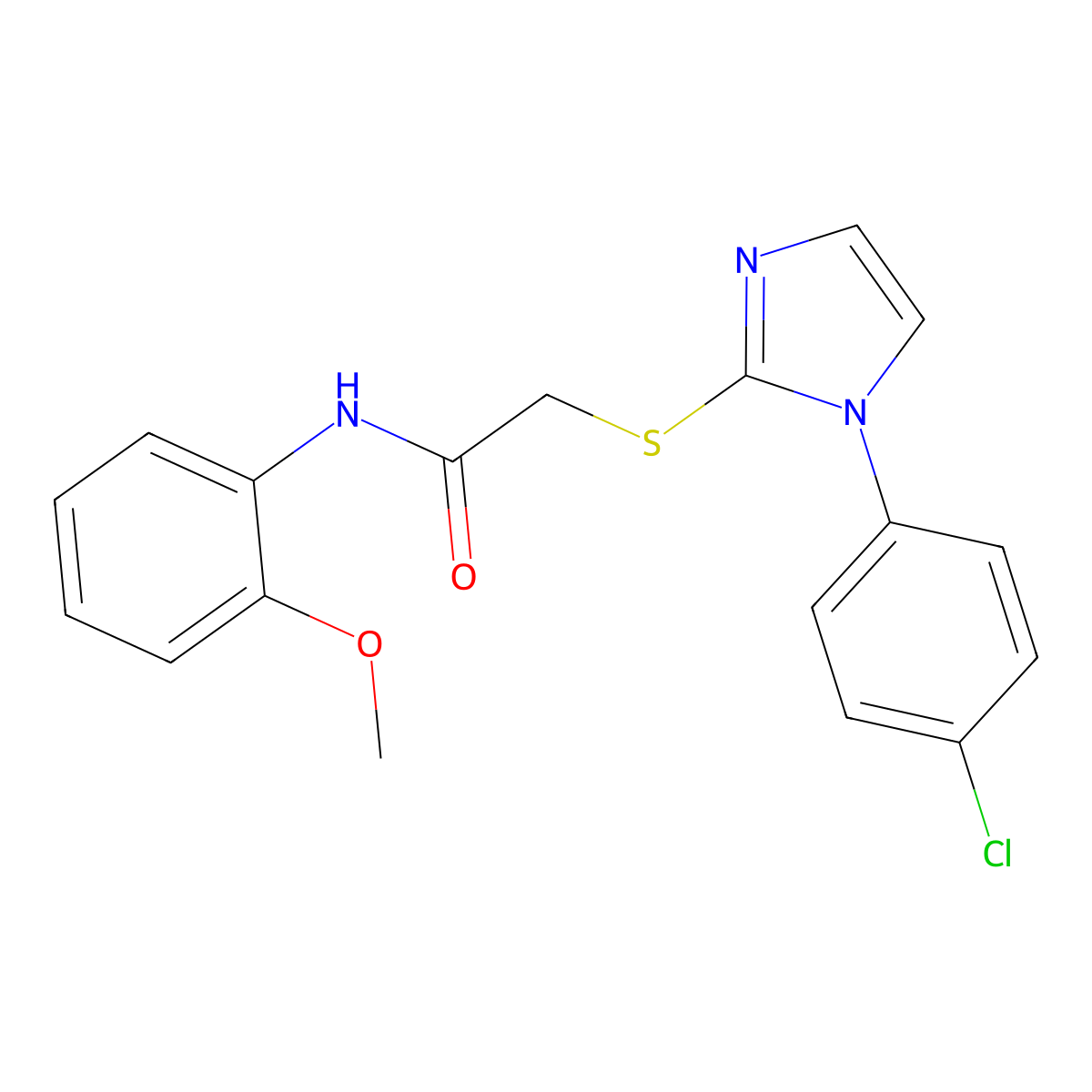 2-[1-(4-chlorophenyl)imidazol-2-yl]sulfanyl-N-(2-methoxyphenyl)acetamide molecular structure, CAS 688337-49-7