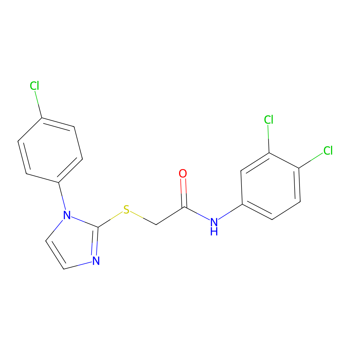 2-[1-(4-chlorophenyl)imidazol-2-yl]sulfanyl-N-(3,4-dichlorophenyl)acetamide molecular structure, CAS 688337-51-1