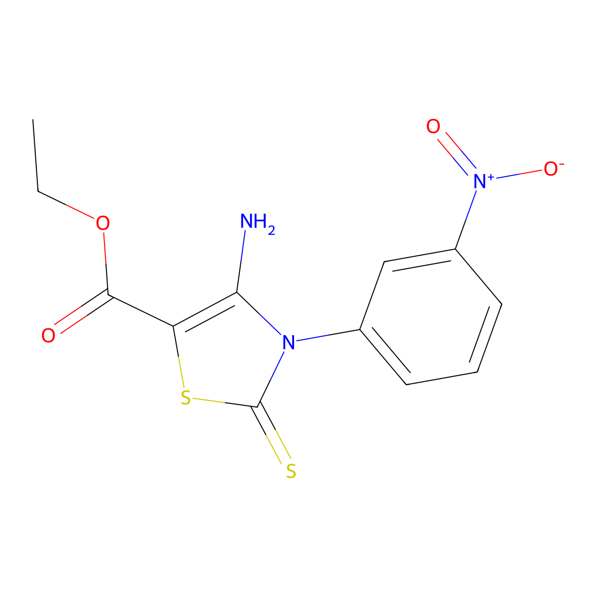 Ethyl 4-amino-3-(3-nitrophenyl)-2-sulfanylidene-1,3-thiazole-5-carboxylate molecular structure, CAS 688337-70-4