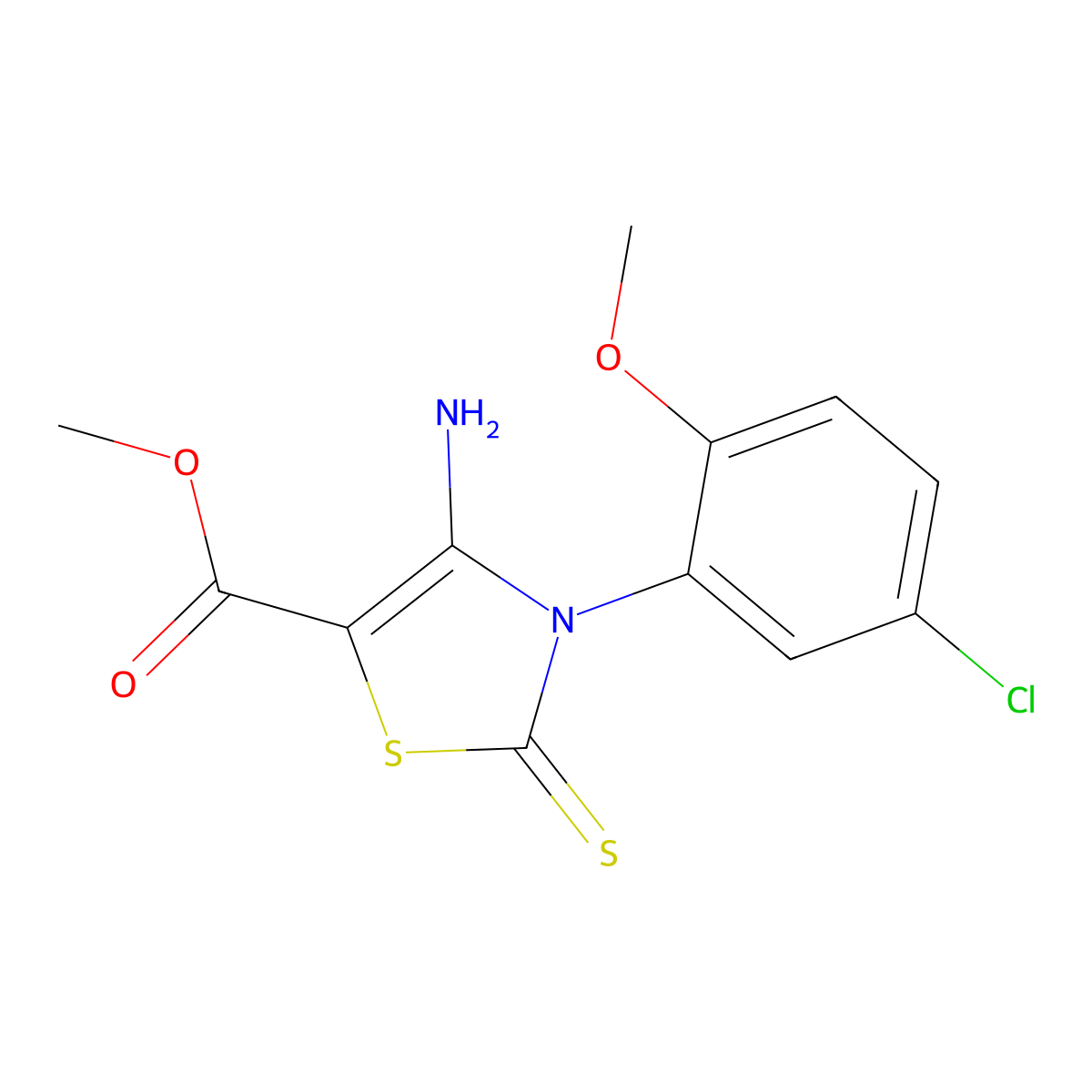 Methyl 4-amino-3-(5-chloro-2-methoxyphenyl)-2-thioxo-2,3-dihydrothiazole-5-carboxylate molecular structure, CAS 688337-72-6