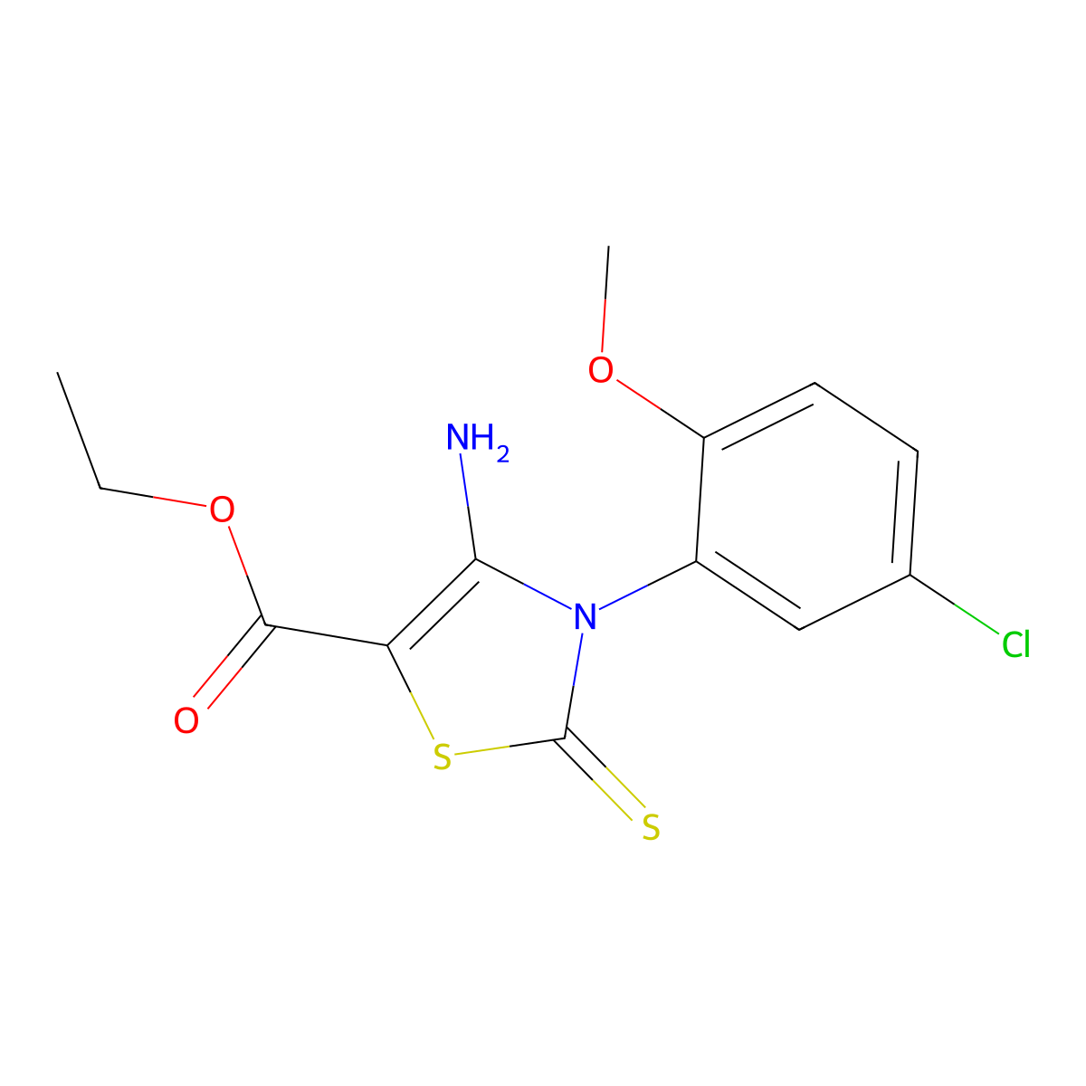 Ethyl 4-amino-3-(5-chloro-2-methoxyphenyl)-2-thioxo-2,3-dihydrothiazole-5-carboxylate molecular structure, CAS 688337-73-7