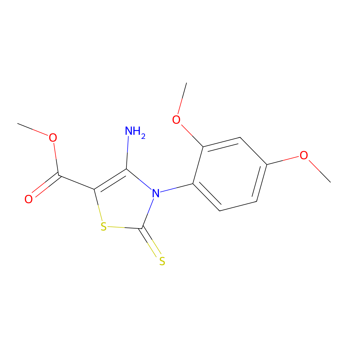 Methyl 4-amino-3-(2,4-dimethoxyphenyl)-2-sulfanylidene-1,3-thiazole-5-carboxylate molecular structure, CAS 688337-75-9