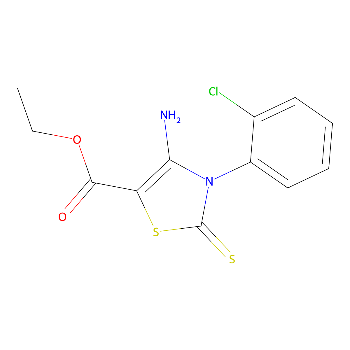 Ethyl 4-amino-3-(2-chlorophenyl)-2-thioxo-2,3-dihydrothiazole-5-carboxylate molecular structure, CAS 688337-77-1