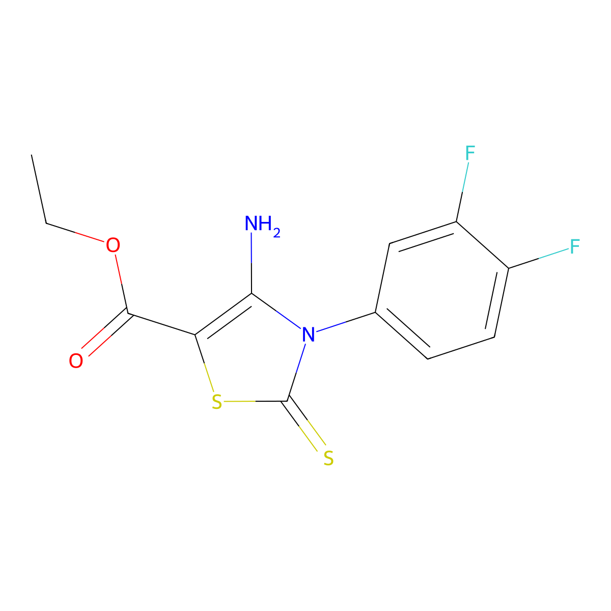 Ethyl 4-amino-3-(3,4-difluorophenyl)-2-sulfanylidene-1,3-thiazole-5-carboxylate molecular structure, CAS 688337-80-6