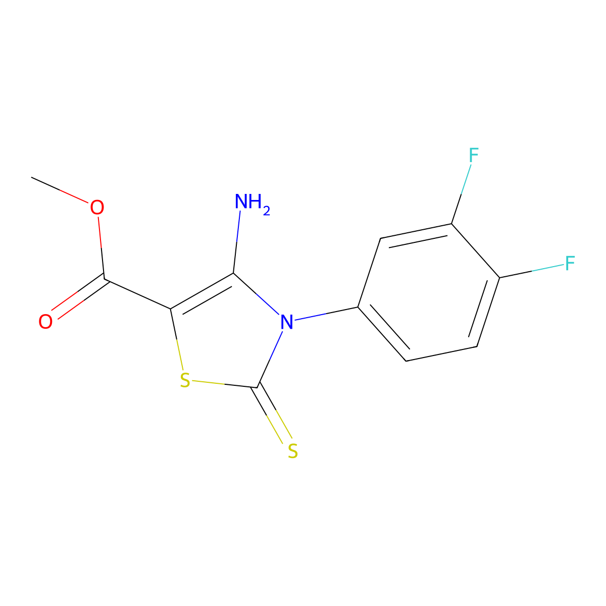Methyl 4-amino-3-(3,4-difluorophenyl)-2-sulfanylidene-1,3-thiazole-5-carboxylate molecular structure, CAS 688337-81-7