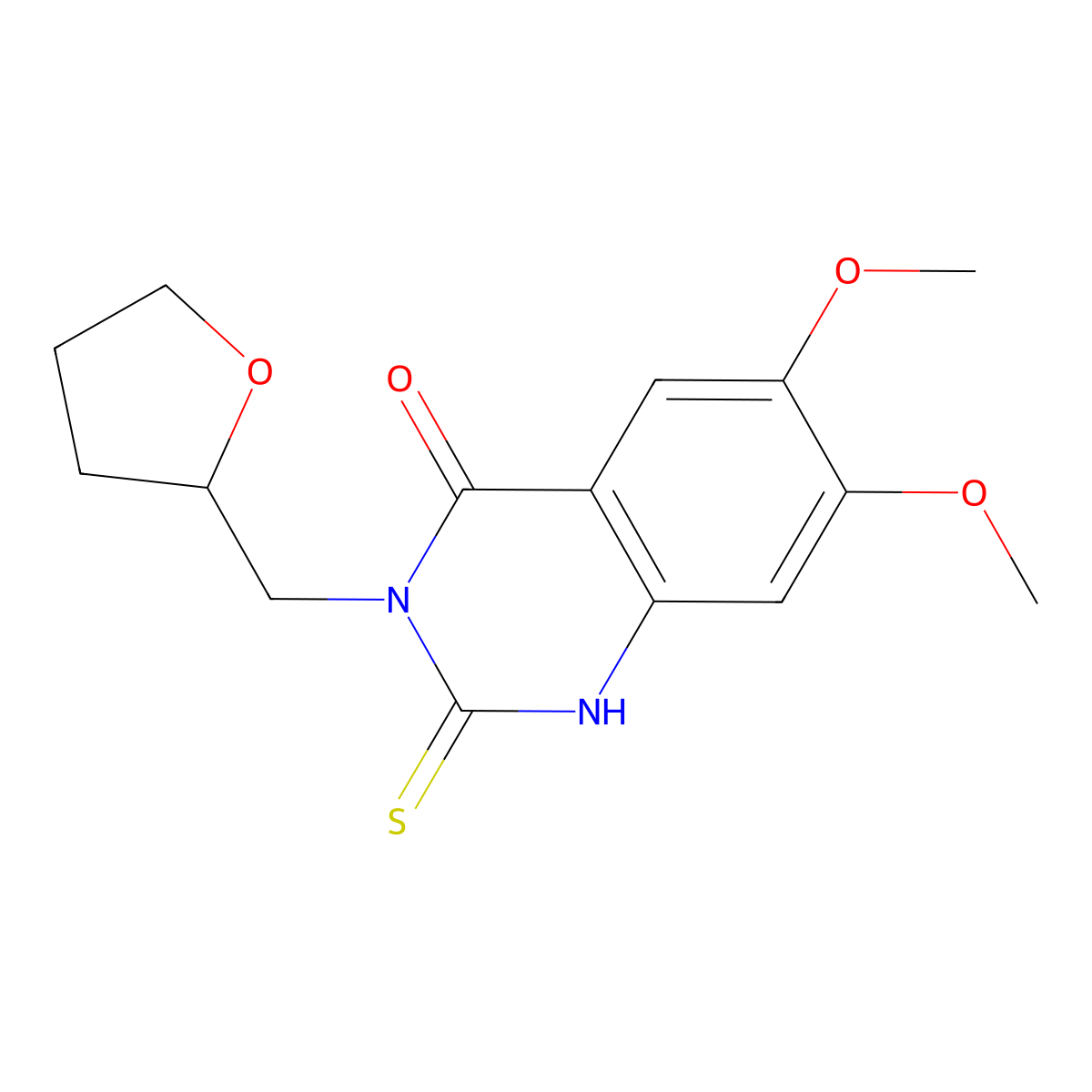 6,7-dimethoxy-3-(2-oxolanylmethyl)-2-sulfanylidene-1H-quinazolin-4-one molecular structure, CAS 688337-85-1