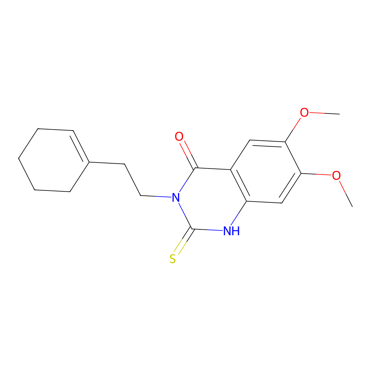 3-[2-(Cyclohex-1-en-1-yl)ethyl]-6,7-dimethoxy-2-sulfanyl-3,4-dihydroquinazolin-4-one molecular structure, CAS 688337-92-0
