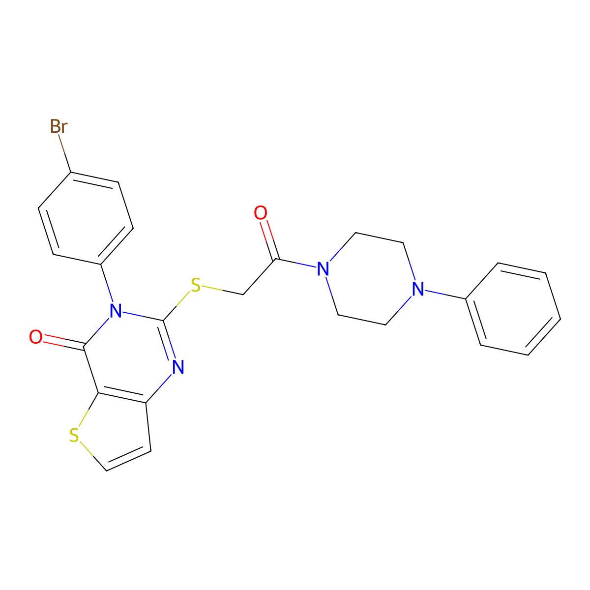 3-(4-Bromophenyl)-2-[[2-oxo-2-(4-phenyl-1-piperazinyl)ethyl]thio]thieno[3,2-d]pyrimidin-4(3H)-one molecular structure, CAS 688338-95-6