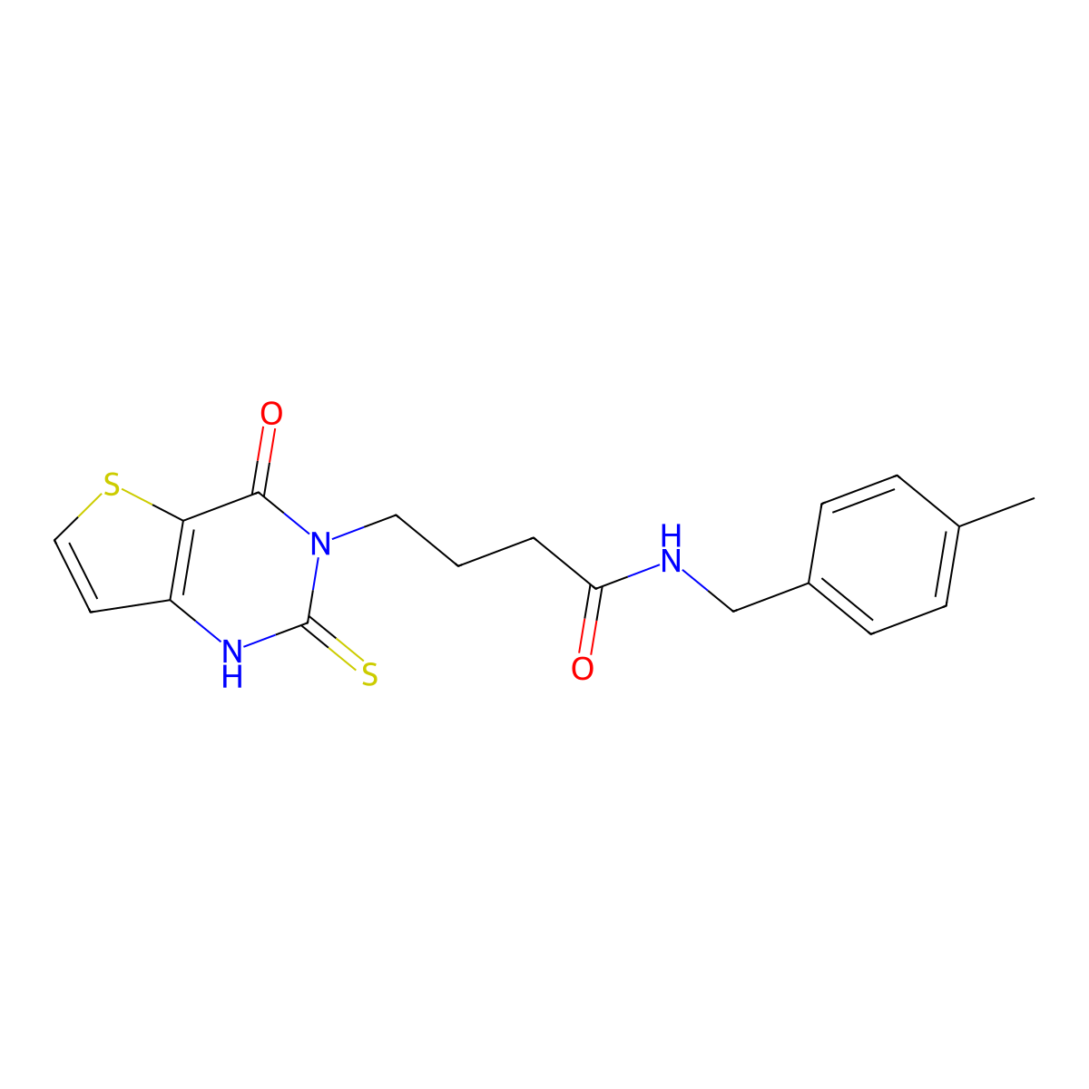 N-(4-methylbenzyl)-4-(4-oxo-2-thioxo-1,4-dihydrothieno[3,2-d]pyrimidin-3(2H)-yl)butanamide molecular structure, CAS 688340-10-5