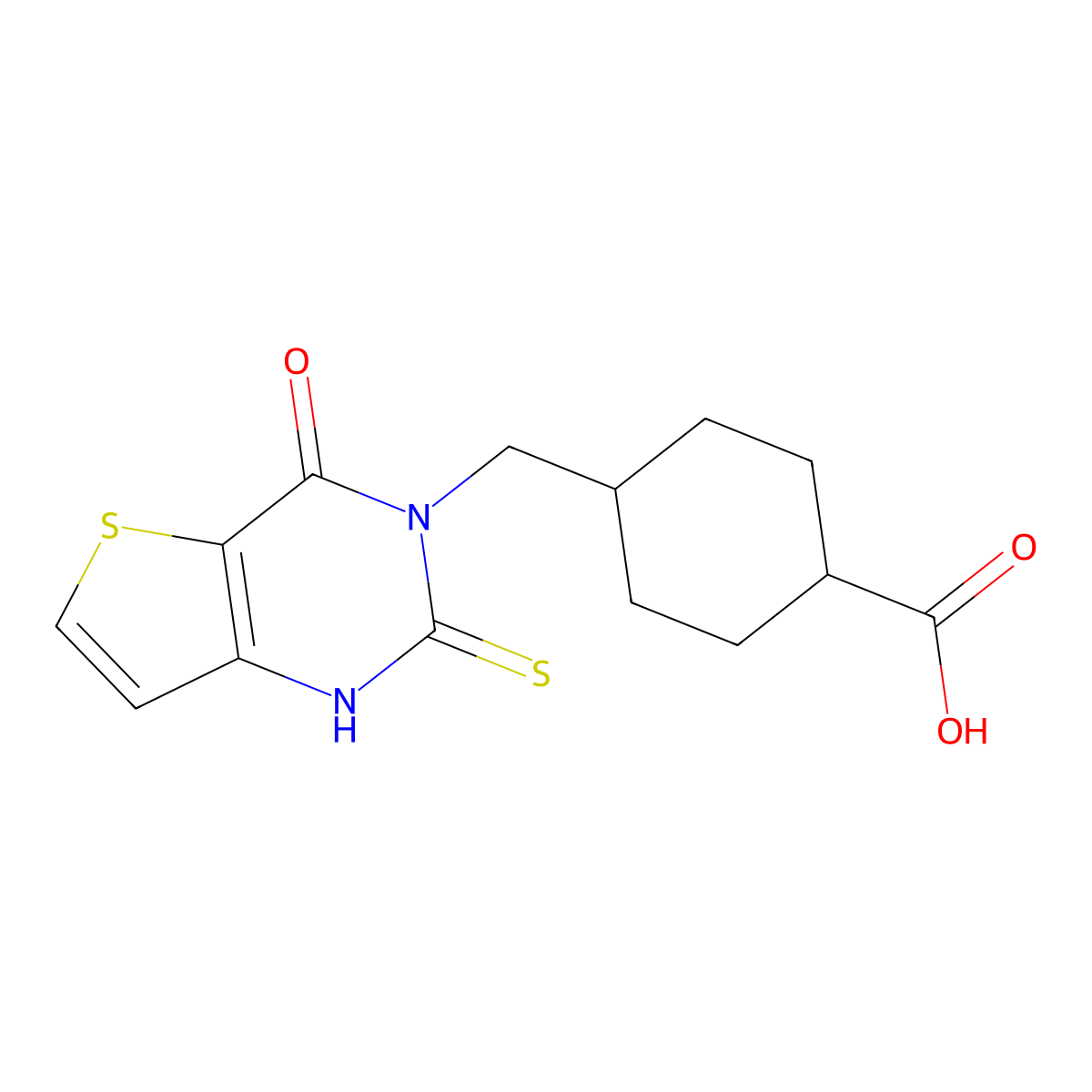 4-[(4-oxo-2-sulfanylidene-1H-thieno[3,2-d]pyrimidin-3-yl)methyl]cyclohexane-1-carboxylic acid molecular structure, CAS 688340-62-7